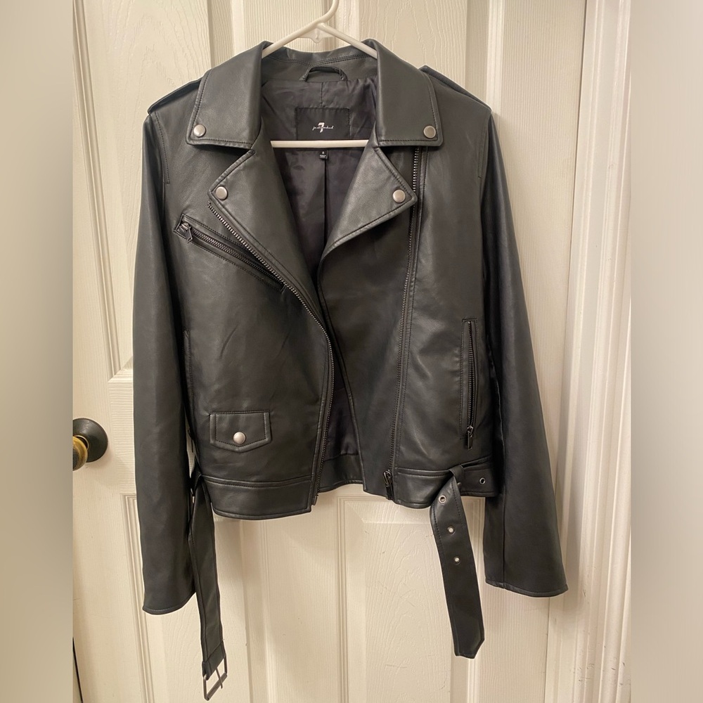 7 For all Mankind Black Faux Leather Jacket